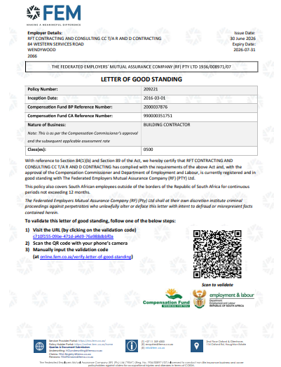 Letter of Good Standing - Expires 31 July 2026